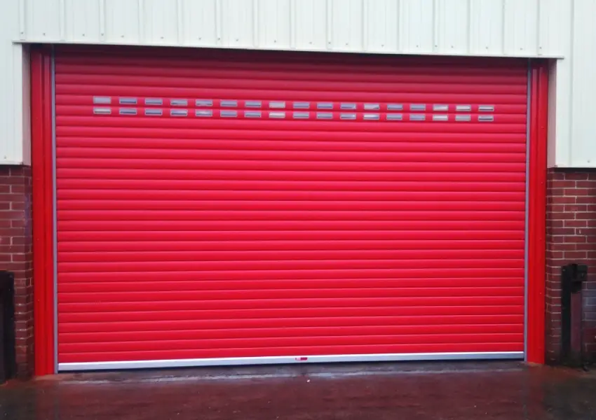 Insulated Red Roller Shutters