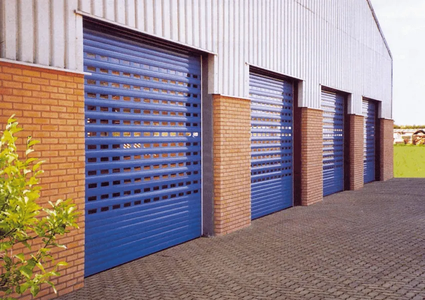 Punched blue Roller Shutter Company